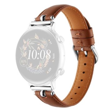 20mm Universal Smart armband Echtes Rindslederband Ersatz - Karamell+Silberne Dornschließe