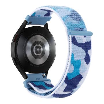 Samsung Galaxy Watch6 Classic 47mm 43mm / GarminActive 5 Nylon Uhrenarmband 20mm Camouflage Armband - Blau Camo