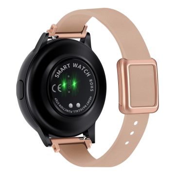 Samsung Galaxy Watch 20mm Universal-Lederarmband mit magnetischer Faltschnalle - Pink / Rose Gold Schnalle Und Rose Gold Schnalle