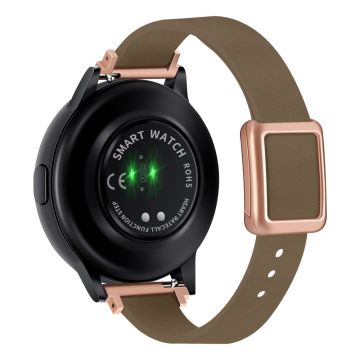 Samsung Galaxy Watch 20mm Universal-Lederarmband mit magnetischer Faltschnalle - Tan / Rose Gold Schnalle Und Rose Gold Schnalle