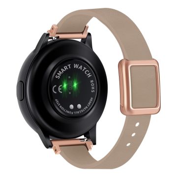 Samsung Galaxy Watch 20mm Universal-Lederarmband mit magnetischer Faltschnalle - Apricot / Rose Gold Schnalle Und Rose Gold Schnalle