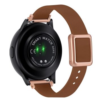 Samsung Galaxy Watch 20mm Universal-Lederarmband mit magnetischer Faltschnalle - Braun / Rose Gold Schnalle Und Rose Gold Schnalle