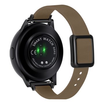 Samsung Galaxy Watch 20mm Universal-Lederarmband mit magnetischer Faltschnalle - Tan / Schwarze Schnalle Und Rose Gold Schnalle