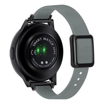 Samsung Galaxy Watch 20mm Universal-Lederarmband mit magnetischer Faltschnalle - Leinenblau / Schwarze Schnalle Und Rose Gold Schnalle