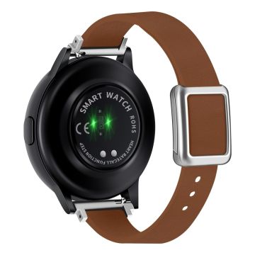 Samsung Galaxy Watch 20mm Universal-Lederarmband mit magnetischer Faltschnalle - Braun / Silberne Schnalle Und Rose Gold Schnalle