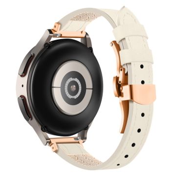 Samsung Galaxy Watch6 / Garmin Venu Sq / Huami Amazfit Bip Silikon- und Echtlederband 20mm Uhrenarmband - Beige / Rose Gold Schnalle