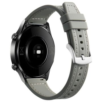 Samsung Galaxy Watch6 Classic 47mm 43mm / GarminActive 5 20mm Uhrenarmband Rindsleder-Silikonarmband - Grau