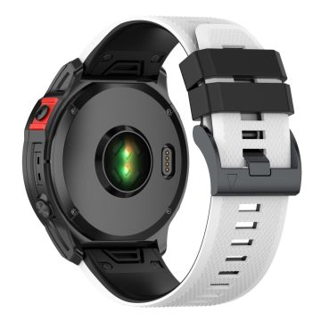 KALEBOL KLB-SSGJ-001 Garmin Fenix 7 / Fenix 7 Pro Sportarmband 22mm Silikonarmband - Weiß+Schwarz