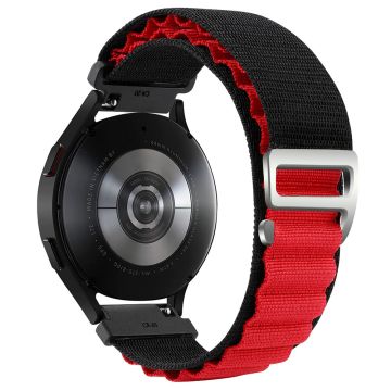 KALEBOL KLB-GSNL-001 Huawei Watch GT 4 41mm / Garmin Venu 3S 18mm armband Adjustable Nylon Loop Band - Schwarz+Rot