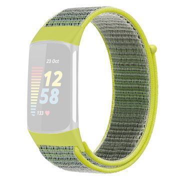 KALEBOL KLB-NLHH-001 Fitbit Charge 5 / 6 Nylon Uhrenarmband Schleifenverschluss Armband - Hellgelb