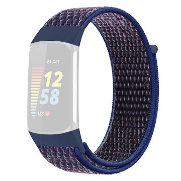 KALEBOL KLB-NLHH-001 Fitbit Charge 5 / 6 Nylon Uhrenarmband Schleifenverschluss Handgelenkband - Indigo Blau