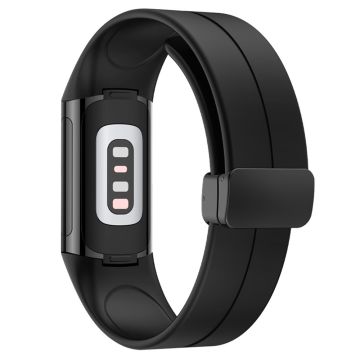 Fitbit Charge 5 / Charge 6 Uhrenarmband Magnetisches Silikonband - Schwarz