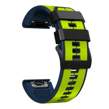 KALEBOL KLB-ZWGJ-001 Garmin Fenix 7 / 7 Pro Silikonarmband QuickFit 22mm Dual Color Armband - Limette + Blau