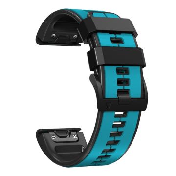 KALEBOL KLB-ZWGJ-001 Garmin Fenix 7 / 7 Pro Silikonarmband QuickFit 22mm Dual Color Armband - Himmelblau + Schwarz