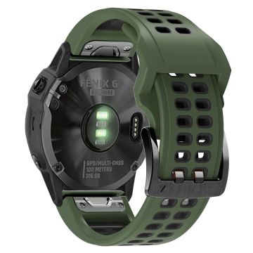 KALEBOL KLB-LWGJ-001 Garmin Fenix 7 / 7 Pro Uhrenarmband QuickFit 22mm Atmungsaktives Armband mit Doppelreihen-Löchern - Armeegrün + Schwarz