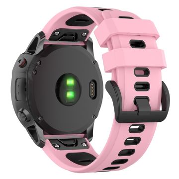 KALEBOL KLB-SSPWGJ-001 Garmin Fenix 7 / 7 Pro Uhrenarmband QuickFit 22mm Flexible Silikon-Armband - Rosa + Schwarz