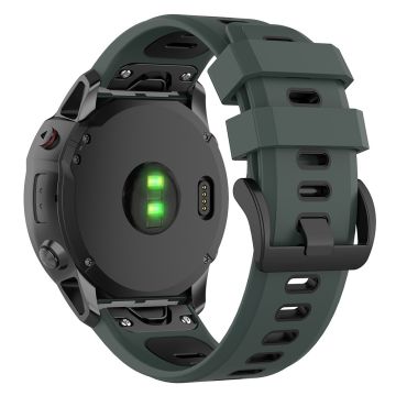 KALEBOL KLB-SSPWGJ-001 Garmin Fenix 7 / 7 Pro Uhrenarmband QuickFit 22mm Flexible Silikon-Armband - Olivgrün + Schwarz