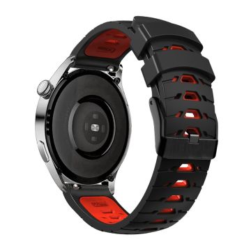 KALEBOL KLB-SSTXGJ-001 Samsung Galaxy Watch6 Classic 43mm / 47mm / GarminActive 20mm Silikon Trapezförmiges Uhrenarmband - Schwarz + Rot