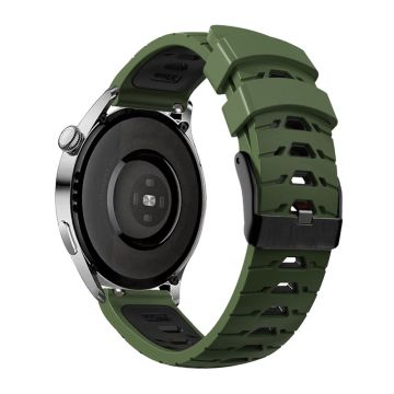 KALEBOL KLB-SSTXGJ-001 Samsung Galaxy Watch6 Classic 43mm / 47mm / GarminActive 20mm Silikon Trapezförmiges Uhrenarmband - Armeegrün + Schwarz