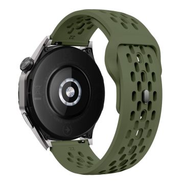 Huawei Watch GT 4 41mm / Garmin Venu 3S / 2S 18mm Silikonarmband Hollow armband - Armeegrün