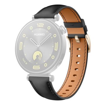 Huawei Watch GT 4 41mm / Garmin Venu 3S 18mm Uhrenarmband Echtes Rindsleder-Armband - Schwarz