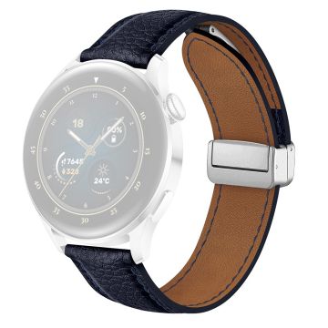 Samsung Galaxy Watch6 Classic 43mm / Watch6 40mm Armband 20mm Litchi Textur Band mit magnetischer Schnalle - Dunkelblau