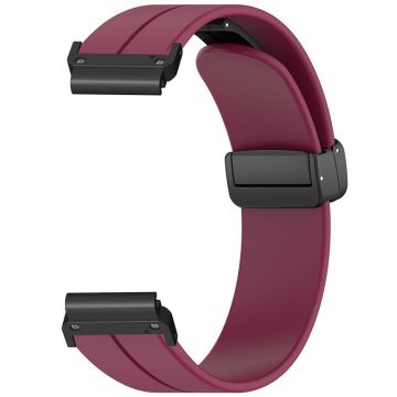 Garmin Fenix 7 / 6 / 5 22mm Armband Flexibles Silikonarmband mit Magnetschließe - Weinrot