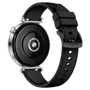 Huawei Watch GT 4 41mm / Xiaomi Mi Watch Silikonband 18mm Texturiertes Uhrenarmband - Schwarz + Schwarze Schnalle