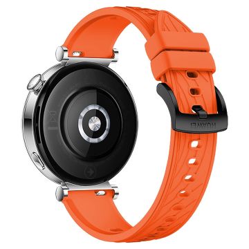 Huawei Watch GT 4 41mm / Xiaomi Mi Watch Silikonband 18mm Texturiertes Uhrenarmband - Orange + Schwarze Schnalle