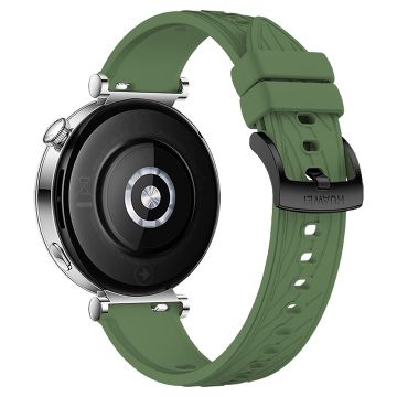 Huawei Watch GT 4 41mm / Xiaomi Mi Watch Silikonband 18mm Texturiertes Uhrenarmband - Grün + Schwarze Schnalle