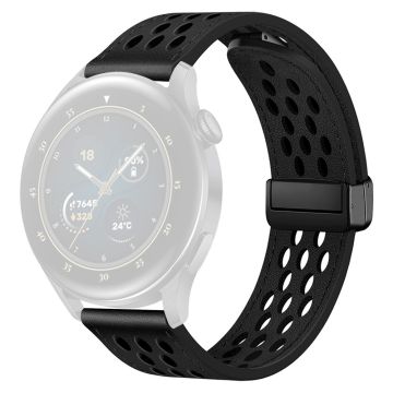 Huawei Watch GT 3 42mm / GT 3 Pro 20mm Veganes Lederband mit Löchern Design Uhrenarmband - Schwarz