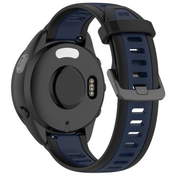 Huawei Watch GT 4 41mm / Garmin Venu 3S Silikon Uhrenarmbänder Zweifarbig 18mm Strukturiertes Band - Schwarz + Mitternachtsblau