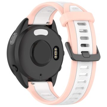 Huawei Watch GT 4 41mm / Garmin Venu 3S Silikon Uhrenarmbänder Zweifarbig 18mm Strukturiertes Band - Hellrosa + Weiß