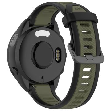 Huawei Watch GT 4 41mm / Garmin Venu 3S Silikon Uhrenarmbänder Zweifarbig 18mm Strukturiertes Band - Schwarz + Dschungelgrün