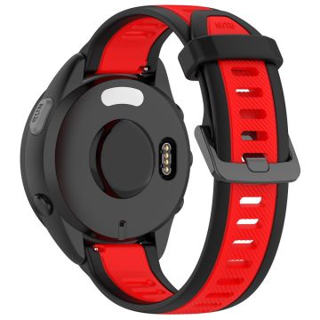 Huawei Watch GT 4 41mm / Garmin Venu 3S Silikon Uhrenarmbänder Zweifarbig 18mm Strukturiertes Band - Schwarz + Rot