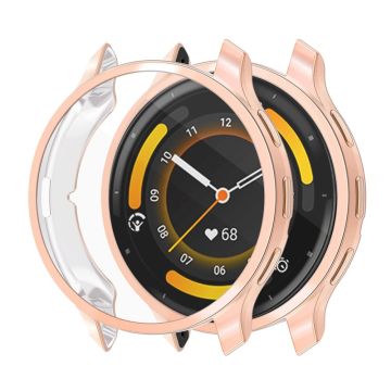 ENKAY HAT PRINCE Garmin Venu 3S Full Cover Uhrengehäuse Galvanik Flexibler Rahmen mit Bildschirmfolie - Rose Gold