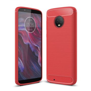 Motorola Moto G6 Kohlefaser Gebürstet Hülle - Rot