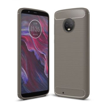 Motorola Moto G6 Kohlefaser Gebürstet Hülle - Grau