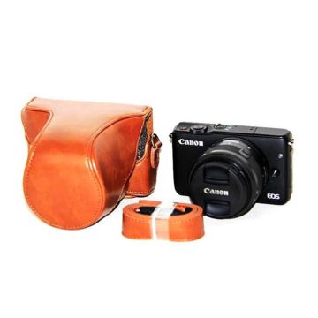 Leather Schutz Canon EOSM/EOSM2/EOSM10 gurt mit lens - Braun