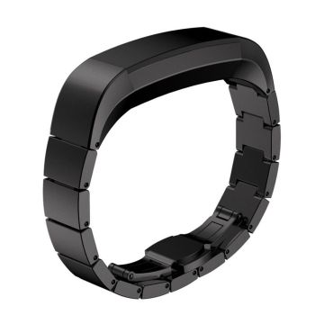 Solid Link Rostfreier Stahl Schmetterling sperren Armband für Fitbit Alta - Schwarz