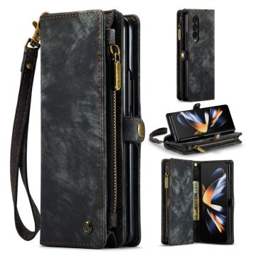 CaseMe Samsung Galaxy Z Fold4 brieftasche mit Reißverschluss - Schwarz