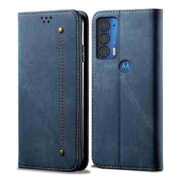 Jeans Motorola Edge (2021) Flip hülle - Blau