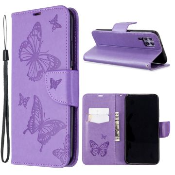 Butterfly Huawei P40 Lite / Huawei Nova 6 SE Leder hülle - Violett