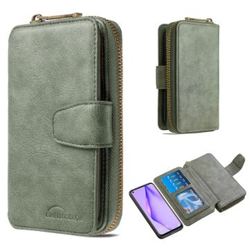 Zipper Huawei P40 Lite / Huawei Nova 6 SE Leder brieftasche hülle - Grün