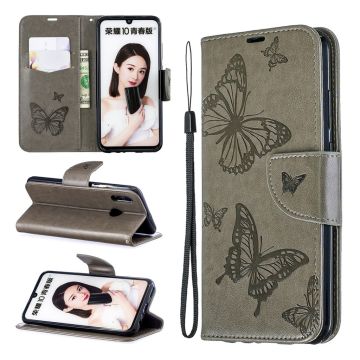 Butterfly Huawei P Smart 2019 Leder hülle - Grau