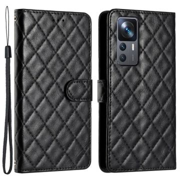 Funktionelle Rhombus-Etui für Xiaomi 12T / Xiaomi 12T Pro / Xiaomi Redmi K50 Ultra - Schwarz