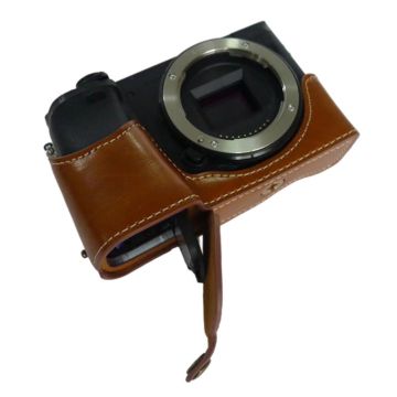 Sony A6400 / A6300 / A6000 Halbkörper-Schutzhülle aus Leder - Braun