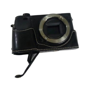 Sony A6400 / A6300 / A6000 Halbkörper-Schutzhülle aus Leder - Schwarz