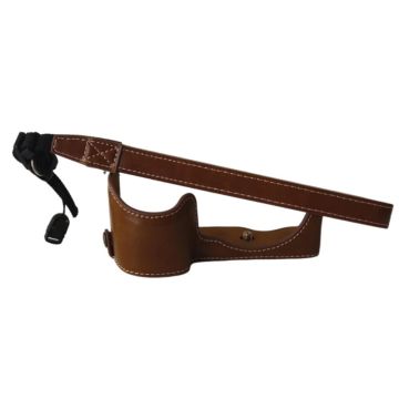 Sony A6400 / A6300 / A6000 Halbkörper-Ledertasche mit Gurt - Braun