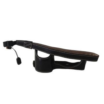 Sony A6400 / A6300 / A6000 Halbkörper-Ledertasche mit Gurt - Schwarz